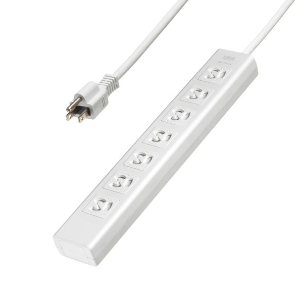 サンワサプライ 抜け止めシャッタータップ 3P 7個口 3m TAP-F37SH-3R 1個(ご注文単位1個)【直送品】
