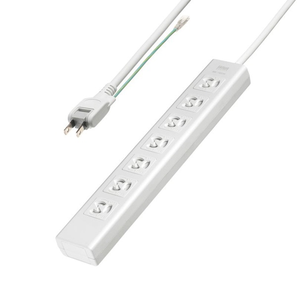 サンワサプライ 抜け止めシャッタータップ 3P 7個口 3m TAP-F37SH-3SR 1個（ご注文単位1個）【直送品】
