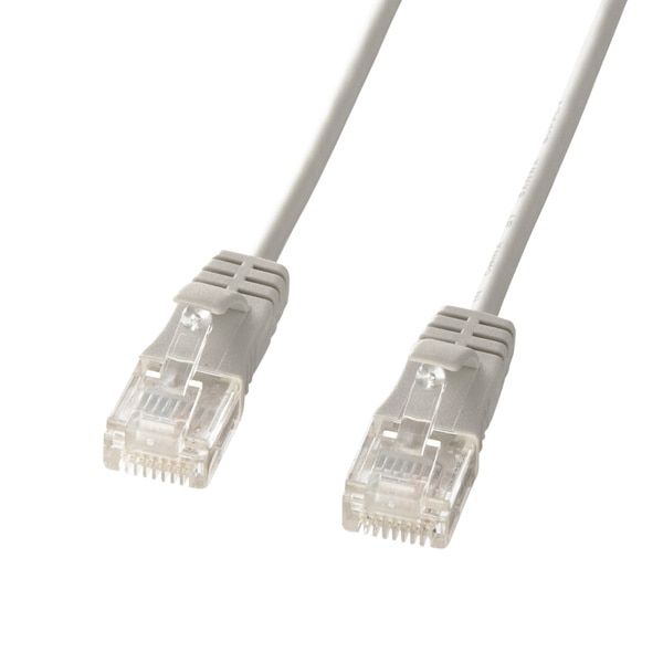 サンワサプライ 極細LANケーブル カテゴリ6準拠 2m ライトグレー KB-SL6-02 1個（ご注文単位1個）【直送品】