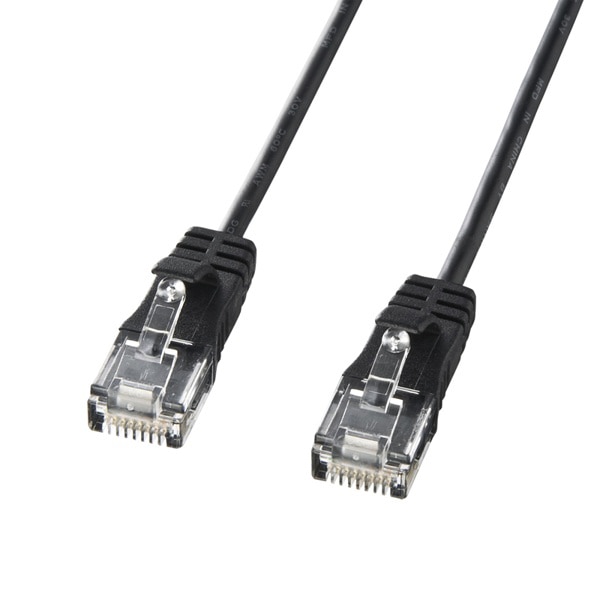 サンワサプライ 極細LANケーブル カテゴリ6準拠 1m ブラック KB-SL6-01BK 1個（ご注文単位1個）【直送品】