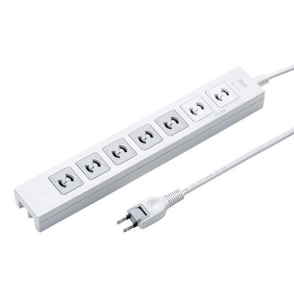 サンワサプライ 電源タップ 2極抜け止めタイプ 2P 7個口 5m TAP-F27-5KP 1個（ご注文単位1個）【直送品】