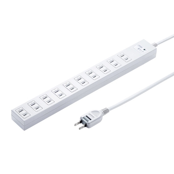 サンワサプライ 雷ガードタップ シャッター付き 2P・10個口・2m TAP-SP217-2 1個（ご注文単位1個）【直送品】