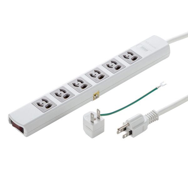 サンワサプライ 電源タップ 3P 6個口 5m ホワイト TAP-36MG-5 1個（ご注文単位1個）【直送品】