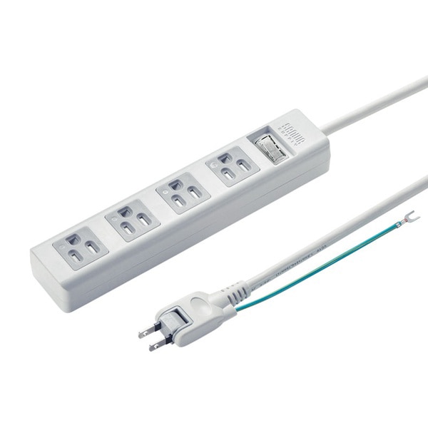 サンワサプライ シャッタータップ 2Pスイングプラグ 集中スイッチ 3P・4個口・2.5m TAP-SH3425MGSW 1個（ご注文単位1個）【直送品】