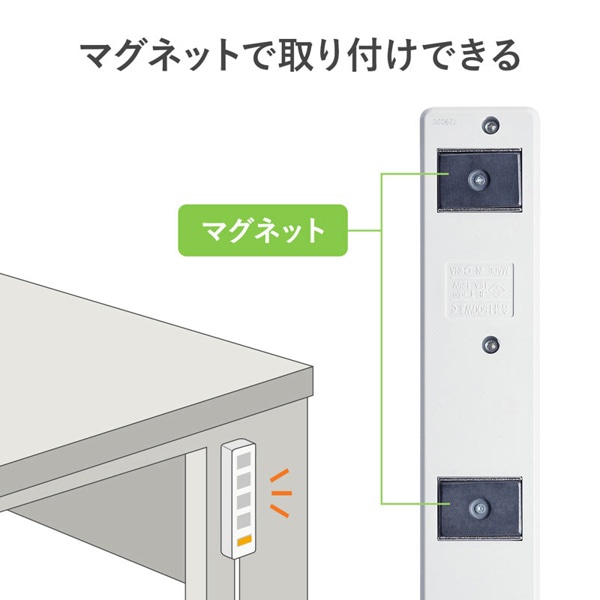サンワサプライ シャッタータップ 2Pスイングプラグ 3P・4個口・5m TAP-SH3450MG 1個(ご注文単位1個)【直送品】