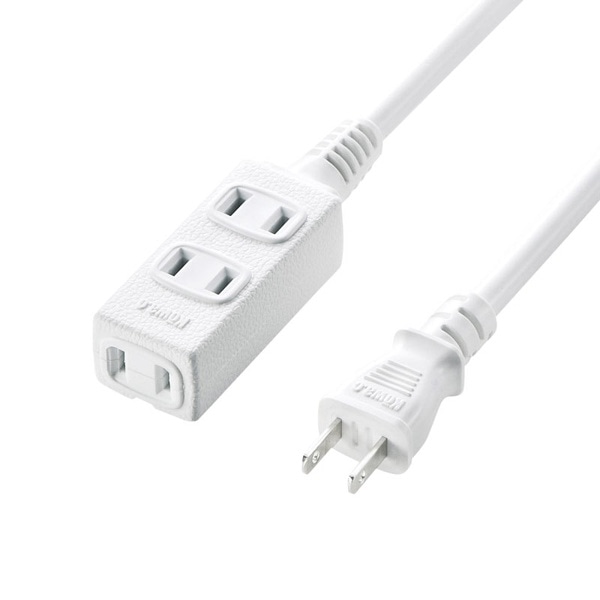 サンワサプライ スリム電源延長コード 2P 3個口 1m ホワイト TAP-EX34-1WN 1個（ご注文単位1個）【直送品】