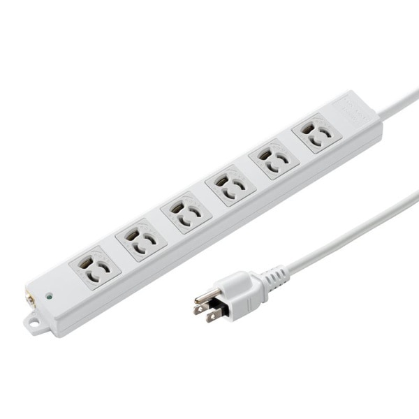 サンワサプライ 工事物件タップ 抜け止めタイプ 3P 6個口 2m グレー TAP-KS6-2 1個（ご注文単位1個）【直送品】