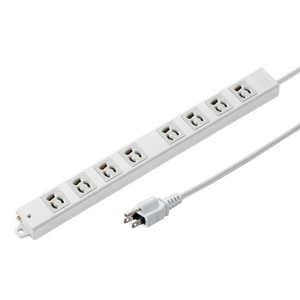 サンワサプライ 工事物件タップ 抜け止めタイプ 3P 8個口 3m グレー TAP-KS8-3 1個（ご注文単位1個）【直送品】