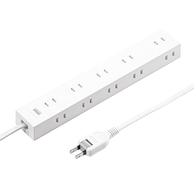 サンワサプライ 電源タップ　強力ネオジムマグネット付き 2P　10個口　5m TAP-2210-5W　ホワイト 1個（ご注文単位1個）【直送品】