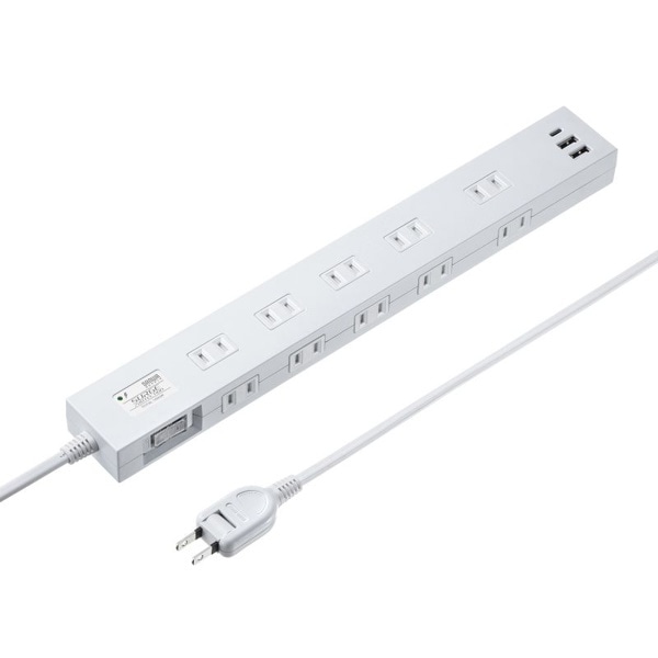 サンワサプライ 電源タップ USB充電機能付き 10個口・1m・ホワイト TAP-SP2110NUC-1W 1個（ご注文単位1個）【直送品】