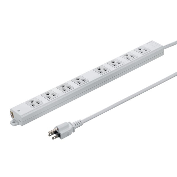 サンワサプライ 工事物件タップ 3P 8個口 1m グレー TAP-KS8N-1 1個(ご注文単位1個)【直送品】