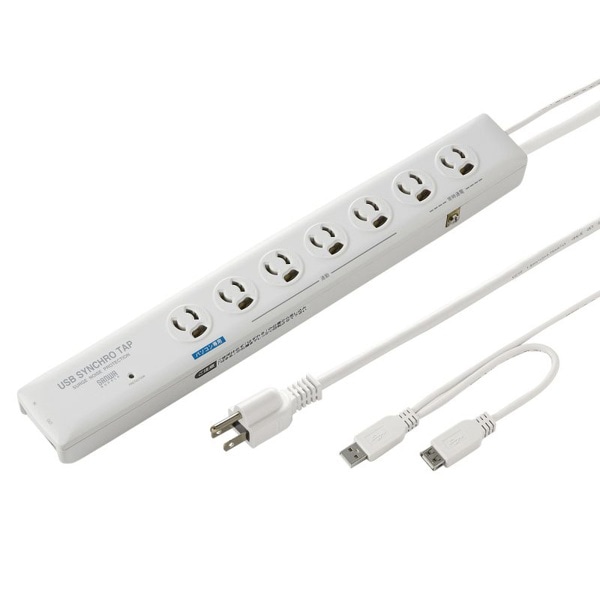 サンワサプライ 高性能雷連動タップ 抜け止めタイプ 3P 7個口 2m TAP-RE10SPUN 1個(ご注文単位1個)【直送品】