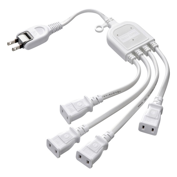 サンワサプライ ACアダプタ専用電源延長コード 4分岐 2P 4個口 ホワイト TAP-EX4WN 1個（ご注文単位1個）【直送品】