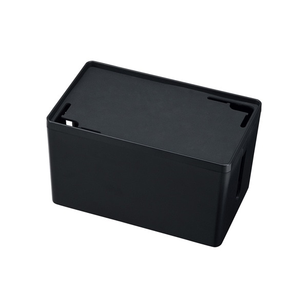 サンワサプライ ケーブル&タップ収納ボックス Sサイズ ブラック CB-BOXP1BKN2 1個(ご注文単位1個)【直送品】