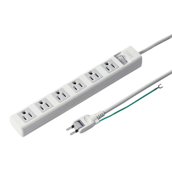 サンワサプライ 電源タップ 2Pスイングプラグ 一括集中スイッチ 3P 6個口 5m TAP-N3650SWN 1個（ご注文単位1個）【直送品】