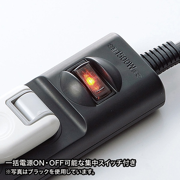 サンワサプライ 火災予防安全タップ 集中スイッチ付き 2P・3個口・2m・ホワイト TAP-TSH32SWN 1個(ご注文単位1個)【直送品】