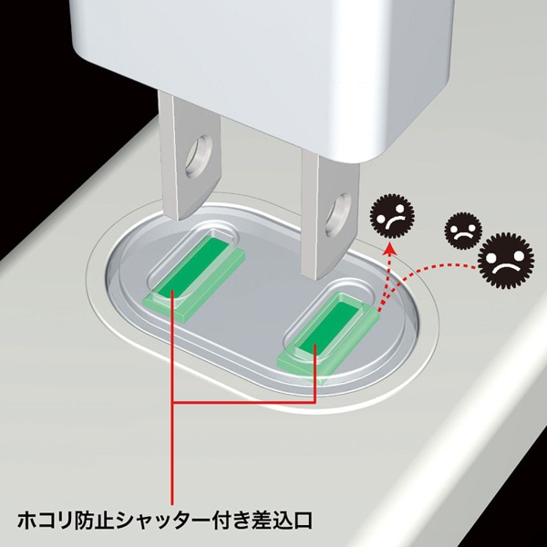 サンワサプライ 火災予防安全タップ 集中スイッチ付き 2P・3個口・2m・ホワイト TAP-TSH32SWN 1個(ご注文単位1個)【直送品】