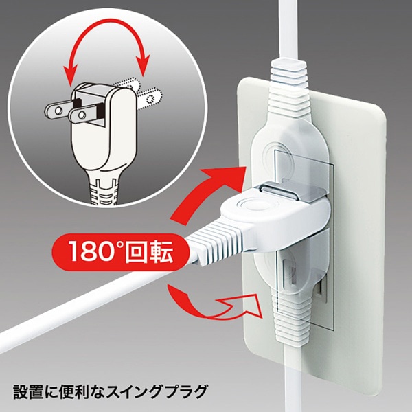 サンワサプライ 火災予防安全タップ 集中スイッチ付き 2P・3個口・2m・ホワイト TAP-TSH32SWN 1個(ご注文単位1個)【直送品】