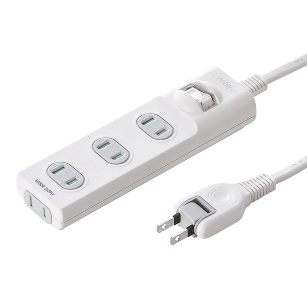サンワサプライ 火災予防安全タップ 集中スイッチ付き 2P・4個口・3m・ホワイト TAP-TSH43SWN 1個（ご注文単位1個）【直送品】