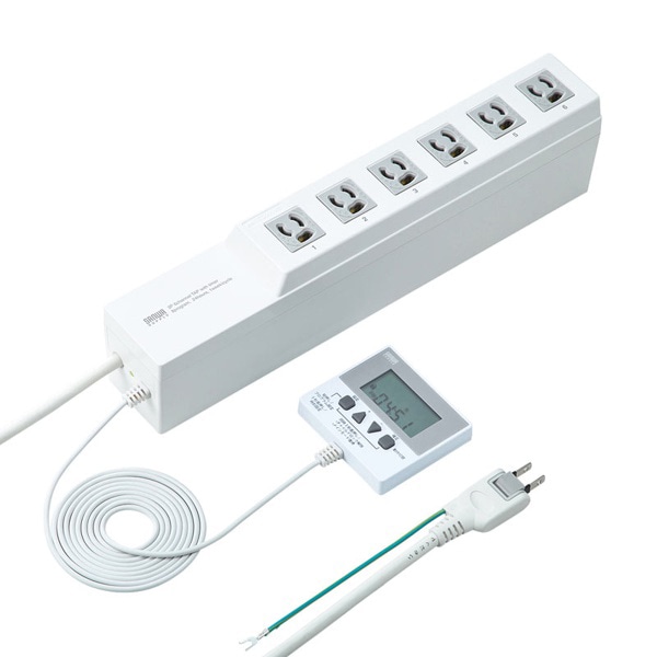 サンワサプライ タイマー付き電源タップ 3P・6個口・3m TAP-RT1 1個（ご注文単位1個）【直送品】