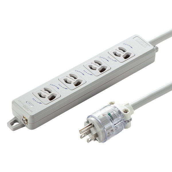 サンワサプライ 医用接地プラグ付き電源タップ 3P 4個口 3m グレー TAP-HPM4-3W 1個（ご注文単位1個）【直送品】