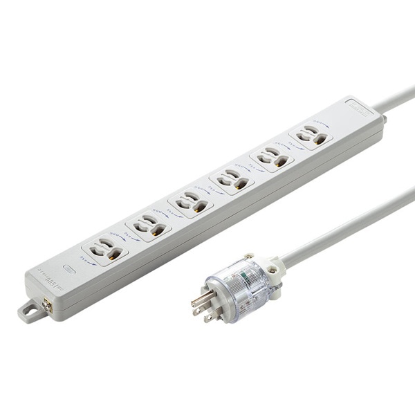サンワサプライ 医用接地プラグ付き電源タップ 3P 6個口 5m グレー TAP-HPM6-5W 1個（ご注文単位1個）【直送品】