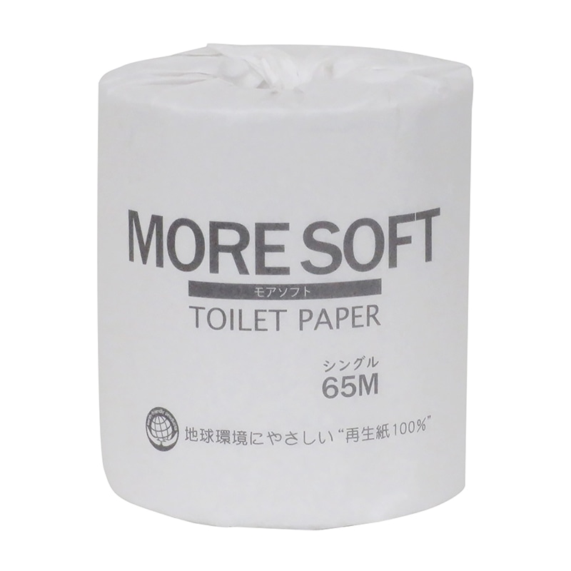 イデシギョー トイレットペーパー　モアソフト シングル　1ロール　65m  1個（ご注文単位200個）【直送品】