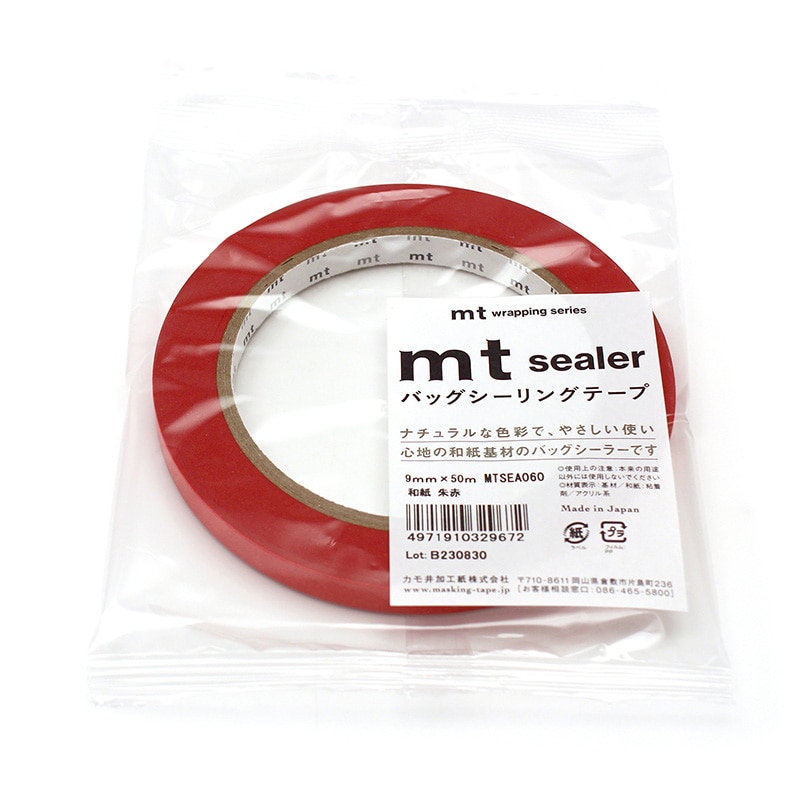 カモ井加工紙 バッグシーラーテープ　mt　sealer 和紙　朱赤 MTSEA060 1巻（ご注文単位1巻）【直送品】
