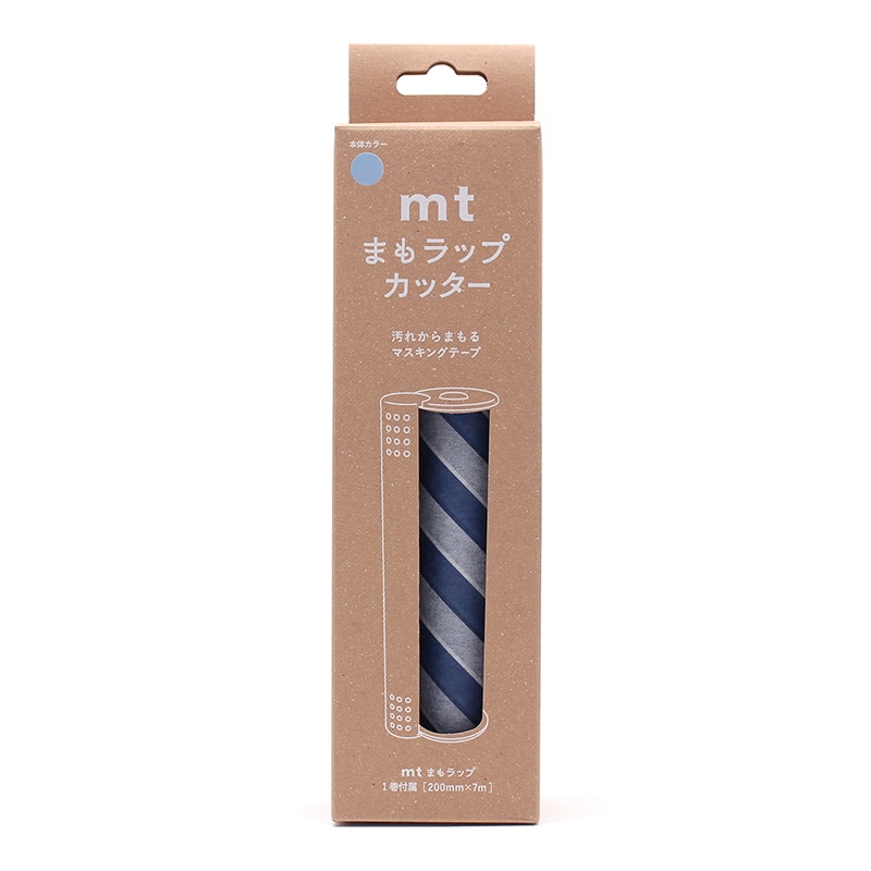 カモ井加工紙 マスキングテープ mt まもラップカッター 箱入 スカイブルー×ストライプ・ネイビー MTMWRP01 1本（ご注文単位1本）【直送品】