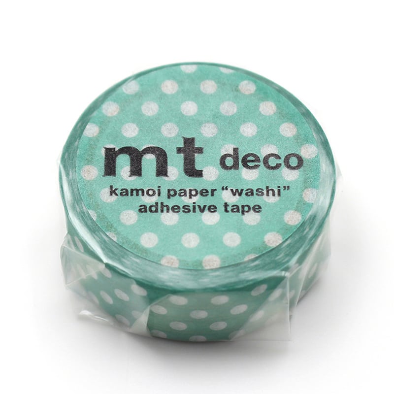 カモ井加工紙 マスキングテープ mt deco 1P ドット・エメラルドグリーン MT01D590 1巻(ご注文単位1巻)【直送品】