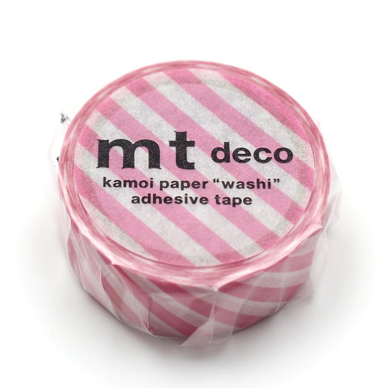 カモ井加工紙 マスキングテープ mt deco 1P ストライプ・オーロラピンク MT01D593 1巻(ご注文単位1巻)【直送品】