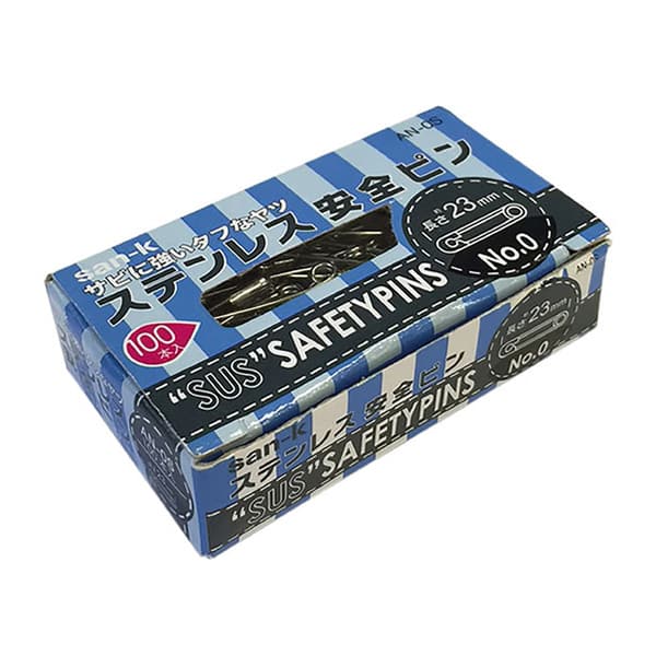 サンケーキコム ステンレス安全ピン No.0 23mm 100本箱入 AN-0S 1箱(ご注文単位10箱)【直送品】