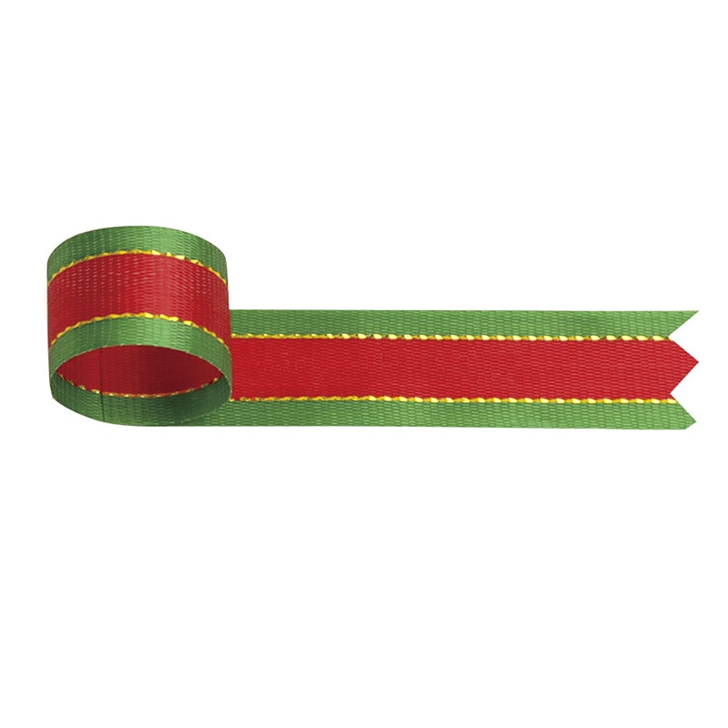 ササガワ リボン クリスマス用 赤緑 12mm 50-7204 1巻(ご注文単位1巻)【直送品】