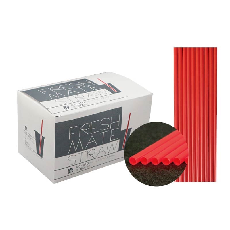 大黒工業 FMストレートストロー 赤 裸 500本/袋(ご注文単位1袋)【直送品】