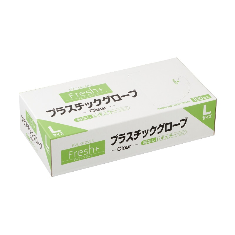 大黒工業 Fresh+レギュラー L プラスチックグローブ Fresh+レギュラー 粉無 L 100枚/袋(ご注文単位1袋)【直送品】