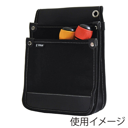 藤原産業 E-Value 帆布製電工腰袋 ブラック EHN-D BK 1個(ご注文単位1個)【直送品】