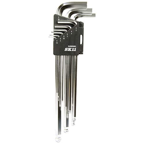 藤原産業 SK11 ボールポイント六角棒レンチセット 35° エキストラロング 9本組 SLBW09MEL 1セット（ご注文単位1セット）【直送品】