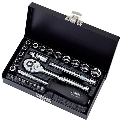 藤原産業 E-Value ソケットレンチセット 27点組 ESR-2027M 1セット（ご注文単位1セット）【直送品】