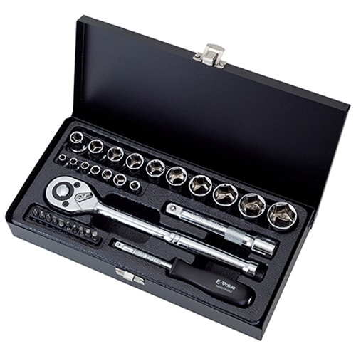 藤原産業 E-Value ソケットレンチセット 30点組 ESR-2430M 1セット（ご注文単位1セット）【直送品】