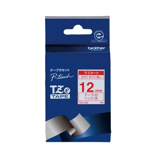TZE-232 ピータッチテープ12mm白/赤 1個 (ご注文単位1個)【直送品】