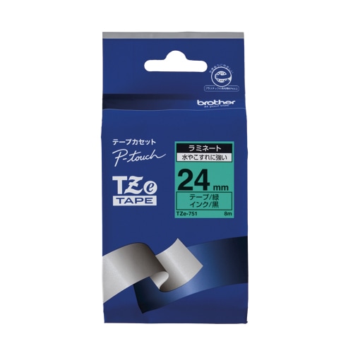 TZE-751 ピータッチテープ24mm緑/黒 1個 (ご注文単位1個)【直送品】