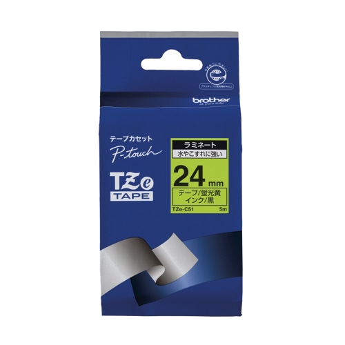 TZE-C51 ピータッチテープ24mm蛍光黄/黒 1個 (ご注文単位1個)【直送品】