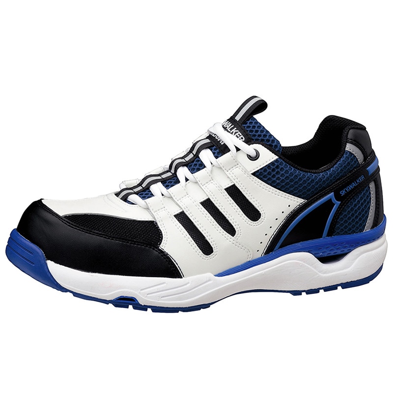 ミドリ安全 ワイド樹脂先芯入り・通気スニーカー MV-01 ホワイト／ブルー 27.0cm 21250590 1組（ご注文単位1組）【直送品】