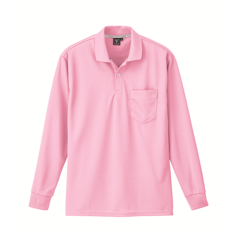 ジーベック 男女兼用 長袖ポロシャツ L ピンク 6035 1枚（ご注文単位1枚）【直送品】