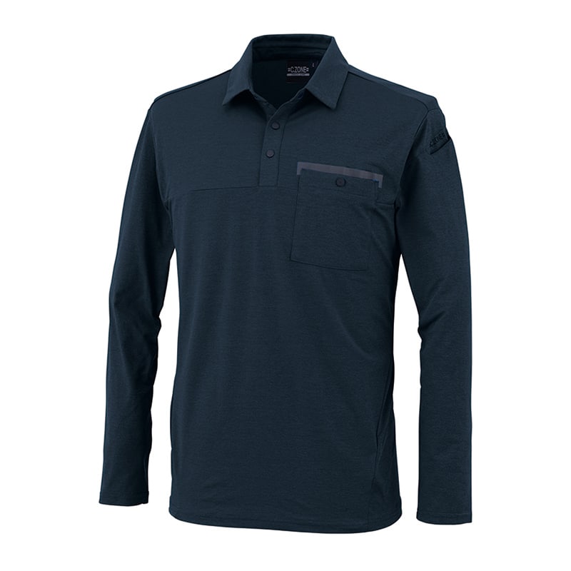 ジーベック 男女兼用 長袖ポロシャツ LL ディープネイビー 6675 1枚(ご注文単位1枚)【直送品】