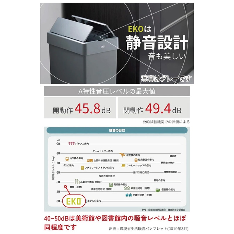EKO JAPAN 自動開閉ゴミ箱 エックスウィング ライト センサービン 30L ホワイト EK6277P-30L-WH 1台(ご注文単位1台)【直送品】